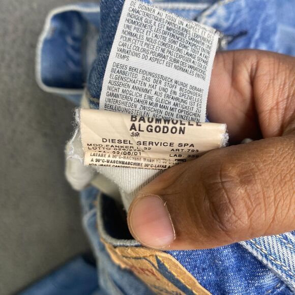 Diesel Fanker Jeans Men’s 33 (30x27) Slim Bootcut Denim Made In Italy Distressed - Picture 10 of 16